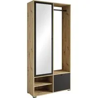 Home affaire Garderobenschrank DINO Kompaktgarderobe, Garderoben-Set DINO Mit Spiegel und Kleiderstange, 90 cm breit, Türanschlag wechselbar