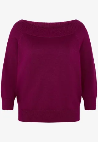 zero - Strickpullover mit Carmenausschnitt Magenta Purple - Gr. - 44