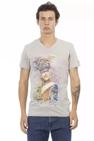 V-Ausschnitt Militärdruck T-Shirt