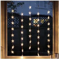 Lights4fun LED-Lichtervorhang 40er LED Sternen Lichtervorhang warmweiß 1 x 1,2m Innen