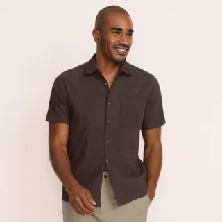 Crinkle-Hemd, Herren,  Braun, Wolle, by Lands' End