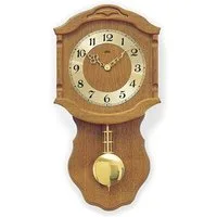 AMS Pendelwanduhr W964/4 (Quarzuhr, Holz-/Messinggehäuse, Buche,Made in Germany,Wohnzimmer)