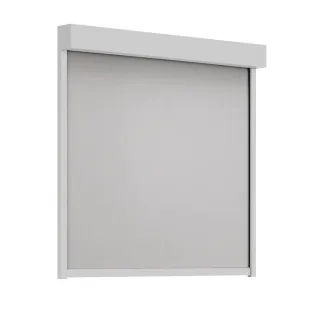 Außenrollo, eckig 90°, Achatgrau, 600 x 600 mm, Tuch Hellgrau, ohne Motorsteuerung, individuell konfigurieren