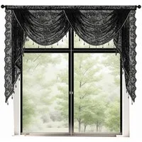Zyronn Vorhang Halbtransparente Spitzen-Fensterdekoration mit Perlenquasten, Blumenmuster bestickter Voile-Vorhang für Wohnzimmer und Schlafzimmer