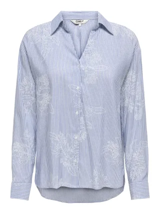 ONLY - ONLMIKELA LS REG STRIPED SHIRT WVN Skipper Blue - Gr. - XS