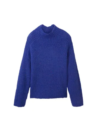 Tom Tailor - Strickpullover mit recyceltem Polyester crest blue melange - Gr. - XL