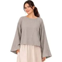WENOR Schlupfbluse Damen Musselin Einheitsgröße – Oversize Sommerbluse 36-40 weite Fledermausärmel, luftig & locker – Baumwoll-Layering Sommerbluse
