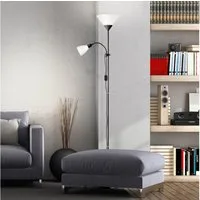 Lightbox Stehlampe, ohne Leuchtmittel, Schlichter Deckenfluter mit Lesearm, H 180 cm, E27/E14 max. 60W/25W