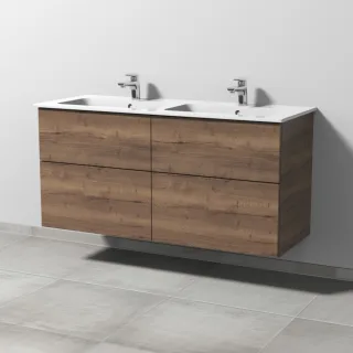 Sanipa 3way Waschtischunterbau zu Duravit ME by Starck Waschtisch mit 4 Auszügen, Eiche-Tabak SM72850