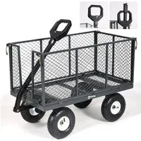 Sekey Bollerwagen Gartenwagen Gerätewagen Garten Plattformwagen mit Vollgummi-Luftreifen, 200 Liter – ECHT 550 kg Schubkarre mit abklappbaren Seitenwänden