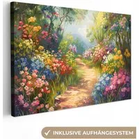 OneMillionCanvasses® Leinwandbild Natur - Landschaft - Blumen - Farbenfroh, Fotodruck (1 St), Leinwand Bilder Klein, Wand Dekoration Aesthetic 30x20 cm