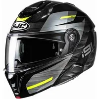 HJC Motorradhelm HJC i91 Dusk MC3H Klapphelm Schwarz / Grau / Gelb XL (1er Set), klapphelm motorrad