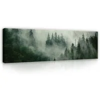 Wallarena Leinwandbild Wald Foto Natur Bäume Wohnzimmer 145×45 cm, Wald, 145x45x3cm