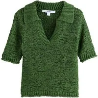 Next Polokragenpullover Kurzarm-Polooberteil mit Muster (1-tlg)