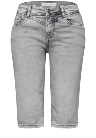 Street One - Slim Leg Bermuda mit Turn-Up-Detail mid grey wash - Gr. - 31