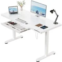 HOMALL Schreibtisch Glas Höhenverstellbarer elektrischer mit USB Aufladung 120*60/140*70