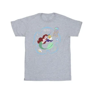 Disney - "The Little Mermaid Reading A Book" T-Shirt für Herren (Grau)