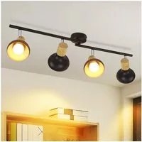 ZMH Deckenstrahler 4 Flammig Industrial E14 Deckenleuchte für Treppenhaus Schlafzimmer, Hochwertige Design, ohne Leuchtmittel, 350° Schwenkbar Schwarz Vintage Flurlampe