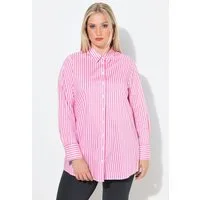 Ulla Popken Satinbluse Bluse Streifen Hemdkragen Langarm Stretch