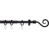 Bestlivings Gardinenstange mit dekorativen Endstücken 120-220 cm, Ø 16 mm, 1-läufig, ausziehbar, Wandträger, verschraubt, Metall, inkl. Ringe mit Faltlegehaken und Befestigungsmaterial