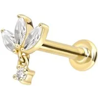 PIERCINGLINE Piercing-Set 14 Karat Gold Labret mit Push Fit MOISSANIT-LOTUSBLÜTE (Labrets, 1-tlg)