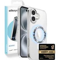 alkaya. Handyhülle Premium Hülle Magsafe Für Apple iPhone Case Magnet Cover Bumper Schutz iPhone 16, 6,1 Zoll, Silikon, Schutzhülle, MagSafe, extra starker Magnet, durchsichtig, transparent