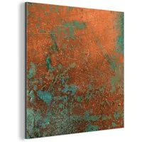 MuchoWow Metallbild Stahl - Grün - Rost, Inkl. Aufhängung, Alu-Dibond-Druck, Wandbild aus Metall, Aluminium deko, 20x20 cm