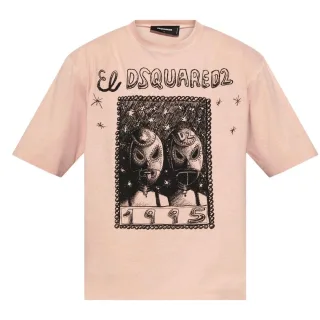 Dsquared2 Overlay Grafik-t-shirt Mit Lockerer Passform In Der Farbe Dusty Antic Rose