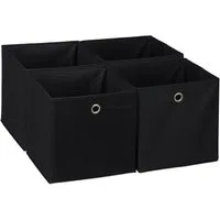 relaxdays Aufbewahrungsbox im 4er Set, schwarz