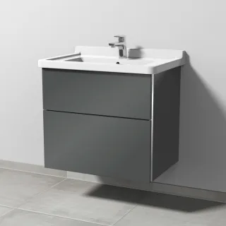 Sanipa 3way Waschtischunterbau zu Duravit Starck 3 Waschtisch mit 2 Auszügen, Anthrazit-Glanz BS71079