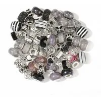 Kopper-24 Bastelperlen Großlochperlen Glasperlen Charm Mix mit 60 Perlen, Schwarz