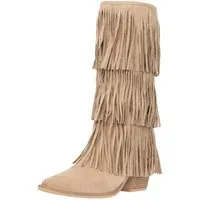 Salinyang Damen Westernstiefel mit Fransen, Blockabsatz und Reißverschluss Cowboystiefel