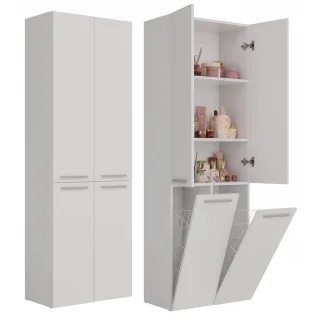 kommodly Bad, Weiß, Holzwerkstoff, 60x174x30 cm, Badezimmer, Badezimmerschränke, Hochschränke