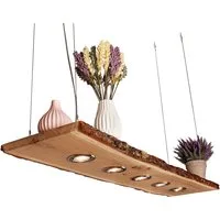 Blockholz-Schmiede Hängeleuchte Eiche mit Rinde 80cm - 120cm Smart Home, LED wechselbar, Warmweiß