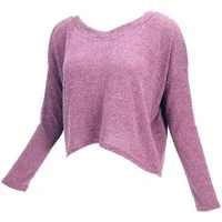Guru-Shop Longsleeve Kurzer Pullover, Boho Feinstrick Shirt - altrosa alternative Bekleidung