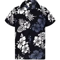 King Kameha Hawaiihemd "Mono Hibiscus" Funky Hawaii-Hemd Herren Kurzarm Front-Tasche Stylish
