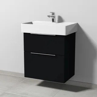Sanipa 3way Waschtischunterbau zu Duravit Dura Square Waschtisch mit 2 Auszügen, Schwarz-Matt UF42308