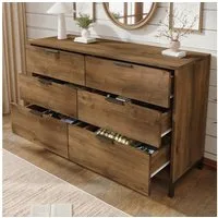 Flieks Kommode, Sideboard Schrank mit 6 Schubladen 120x40x76cm