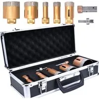 XERSEK Fliesenbohrer Diamant Fliesenbohrer M14 Bohrkronen + 20mm Fingerfräser + M14-3/8"HEX, (Set, 20/27/35/55/68mm), Körnung 50/60, 125mm Trockenschnitt Diascheibe ist fakultativ