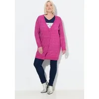 Ulla Popken Strickjacke Strickjacke Boxy Fit V-Ausschnitt Knopfleiste