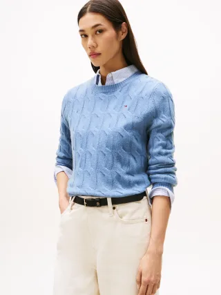 SOFT WOOL CABLE C-NK LS SWT brisk blue - Gr. - XL