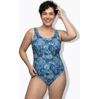 Ulla Popken Badeanzug Badeanzug Blüten ohne Softcups Rundhalsausschnitt
