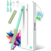 S&T Design Eingabestift Stift für iPad USB-C (2018-2026) Schnellladen für Apple iPads (2018-2026), 1-St., mit 4x iPad Stift Spitzen + Silikon Halterung) Tabletstift Stylus Pencil 2. Gen Pen USB-C Schnellladen Palm Rejection