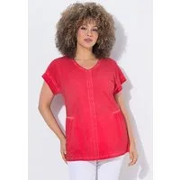 Ulla Popken T-Shirt T-Shirt cold dyed Oversized V-Ausschnitt Halbarm