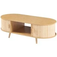 en.casa Couchtisch, »Nordkapp« mit 2 Türen 120 x 55 x 40 cm Holz Bambus