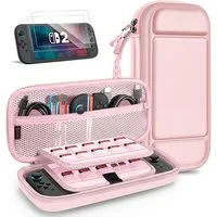Fintie Nintendo-Schutzhülle Tasche mit 2 Panzerglas für Nintendo Switch 2(2025), 2-in-1 Zubehörset, mit 2 Stücke Schutzfolie, 1 Tragetasche mit großem Fassungsvermögen