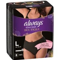 always Inkontinenz-Pants Discreet Boutique Schwarz, 6, 8-St., Gr. L, Saugstärke 6, starke Blasenschwäche