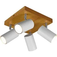 TRIO Leuchten Deckenstrahler Marley, ohne Leuchtmittel, mit Holz Baldachin, Strahler dreh- und schwenkbar
