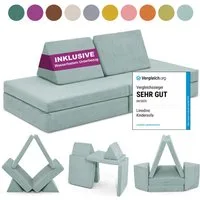 Linodino Kindersofa Spielsofa I aus Schaumstoff Bausteine I Spielcouch für Kinder, Wasserfeste Unterbezüge, Waschbare Chenille Bezüge 30°