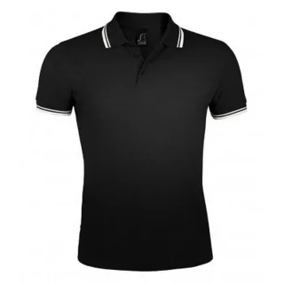 SOLS Mens Pasadena Tipped Short Sleeve Pique Polo Shirt (Schwarz/Weiß)